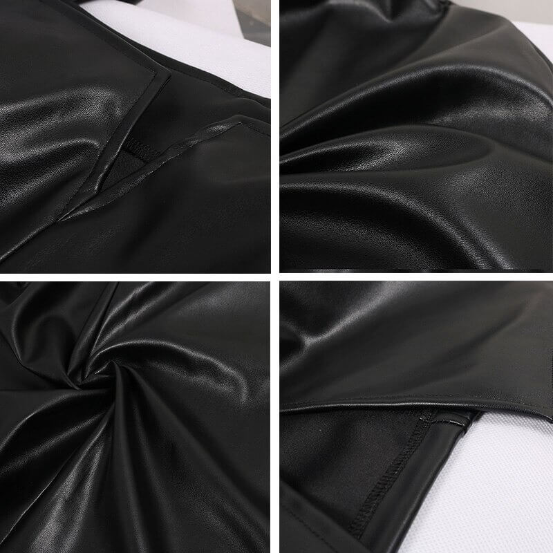 Black bodycon leather dress